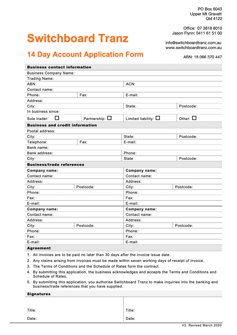 Switchboard-Tranz-Resources-14-Day-Account-Application-Form